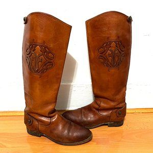 FRYE Lindsay Logo Zip Riding Boots Size 6.5